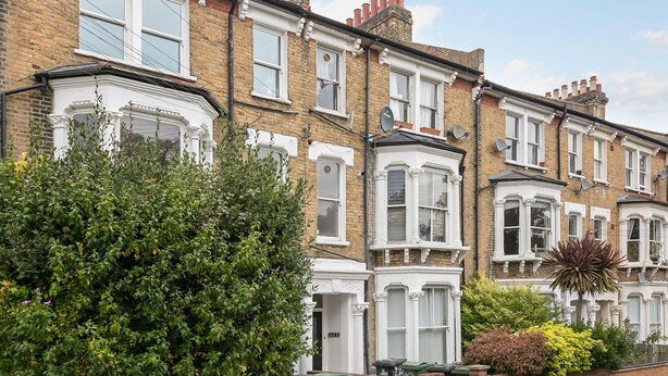 A row of terraced houses with bay windows, brick walls, and a variety of plants in front. - Cosy 1-bedroom apartment in beautiful location in London with WiFi and Netflix (London)