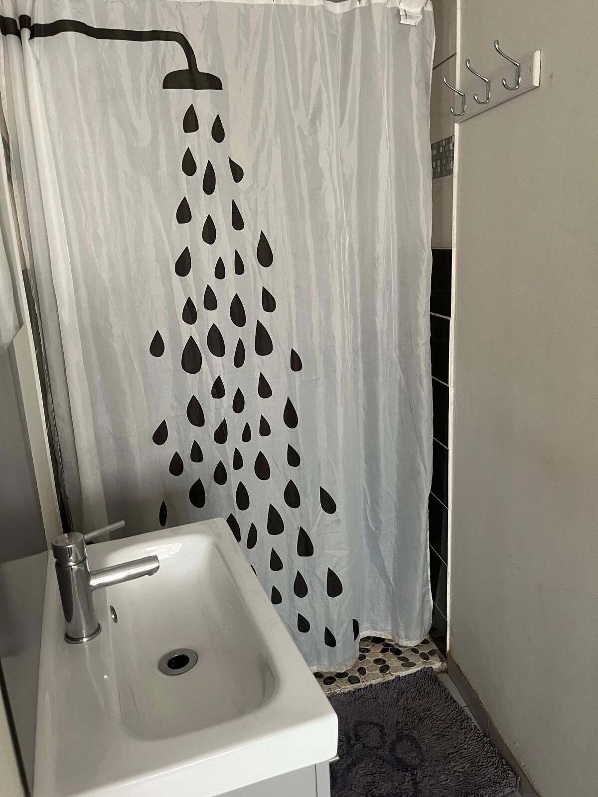 Hair dryer, towels, toilet paper