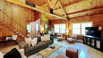 Téléviseur connecté, foyer, lecteur de DVD, livres