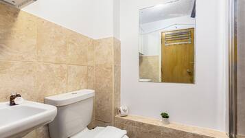 Deluxe Apartment, 1 Bedroom, Private Bathroom | Bathroom | Hair dryer, towels, soap, shampoo