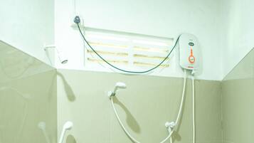 Shower, soap, toilet paper