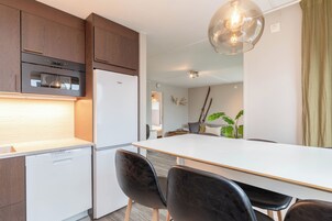 Deluxe Apartment, Mountain View | Private kitchen | Electric kettle, toaster