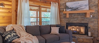 Rustic Log Cabin w/ Hot Tub, Fire Pit, Game Room & Wooded Views