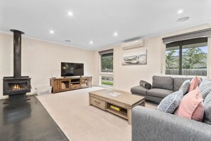 TV, fireplace
