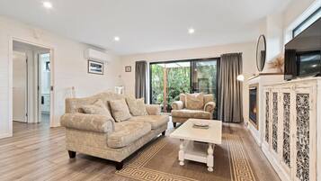 Televisión y chimenea