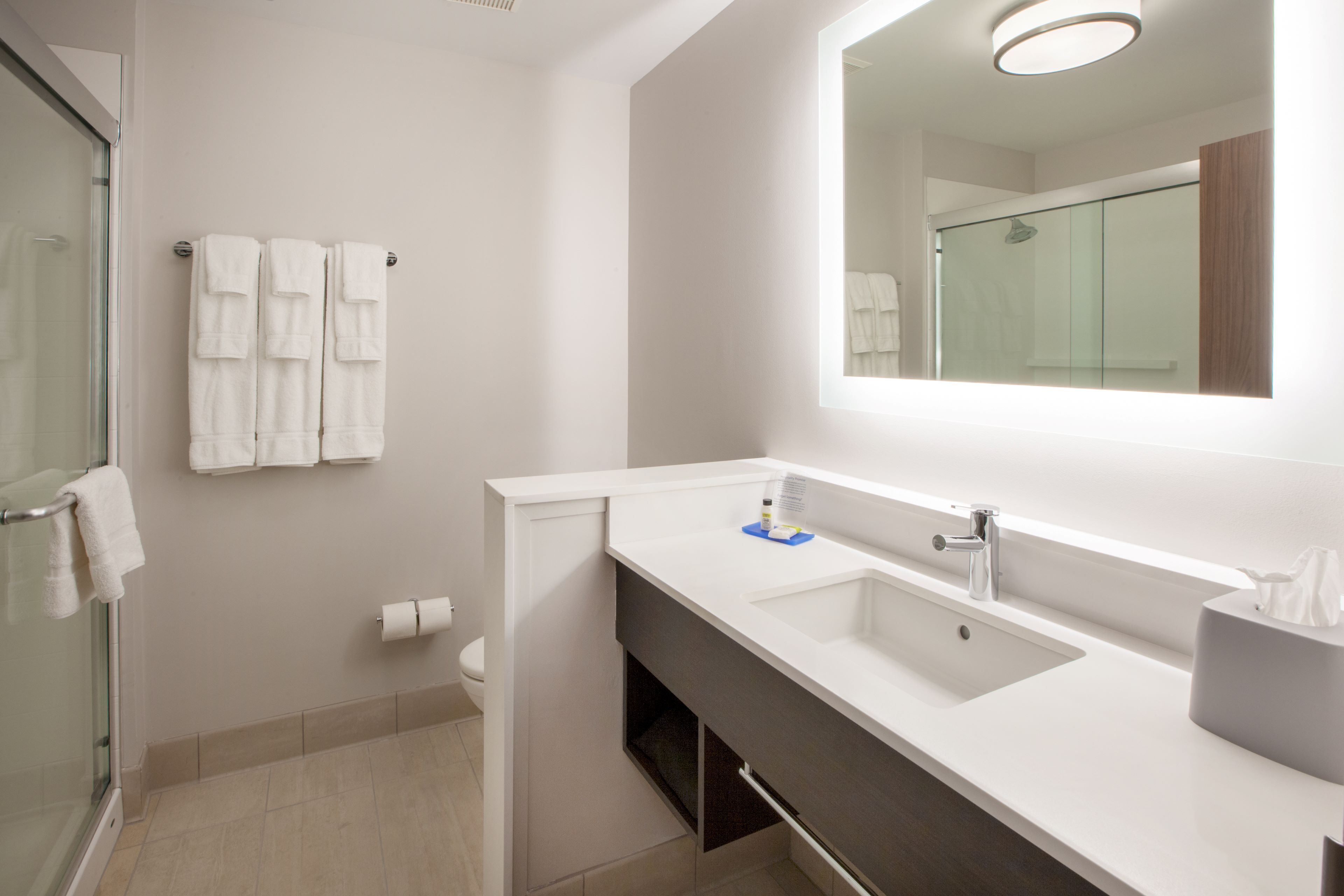 Quarto standard, 2 camas Queen, chuveiro com barras de apoio (Mobility Accessible) | Banheiro | Produtos de toalete grátis, secador de cabelo, toalhas de banho 