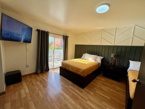 4 bedrooms, blackout drapes, iron/ironing board, free WiFi