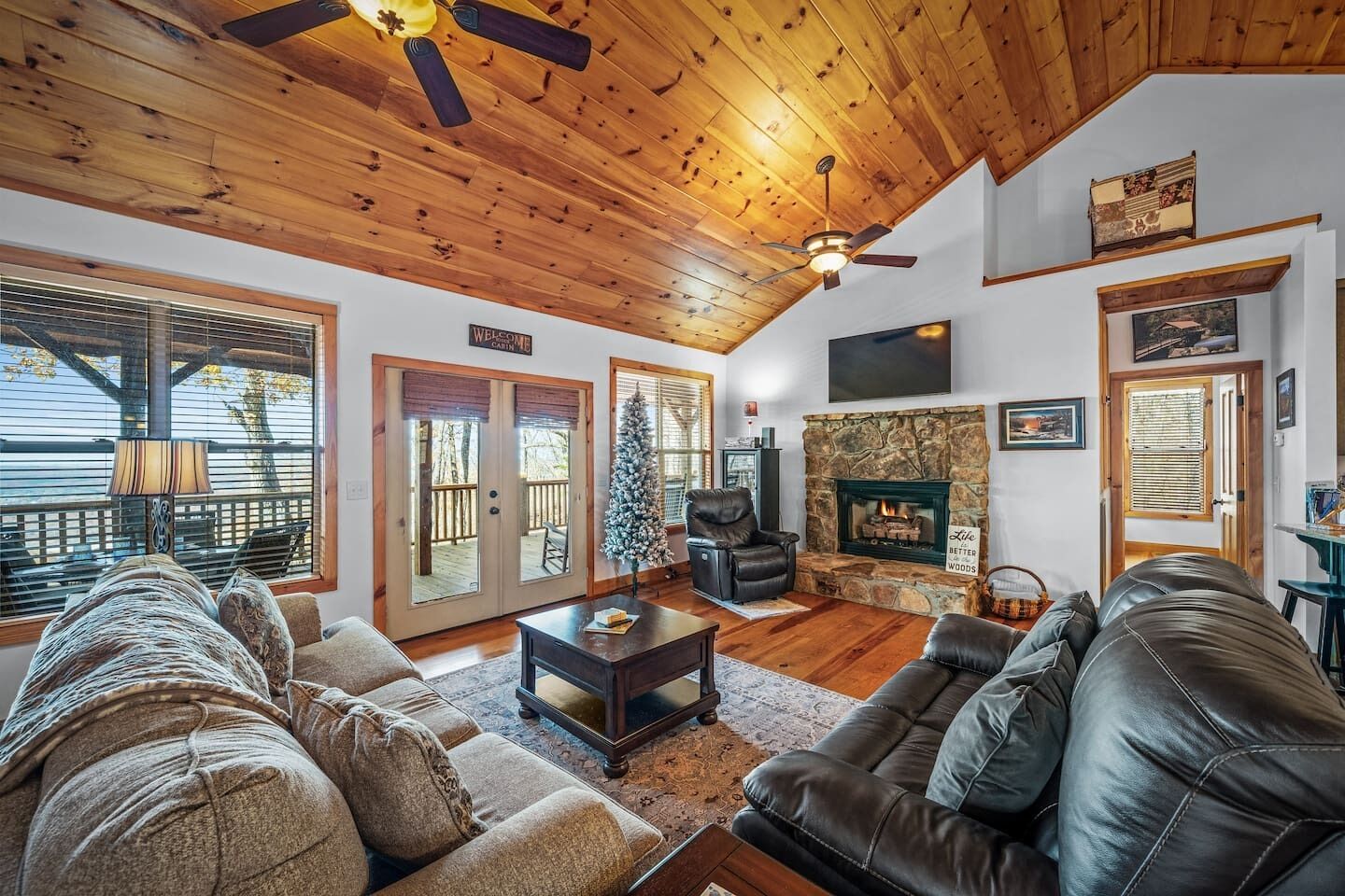 Televisión y chimenea 