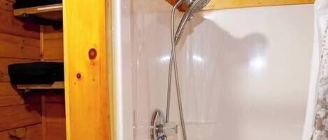 Shower with essential toiletries provided for your convenience.