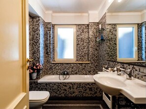 Regadera, secadora de cabello, bidet, toallas 