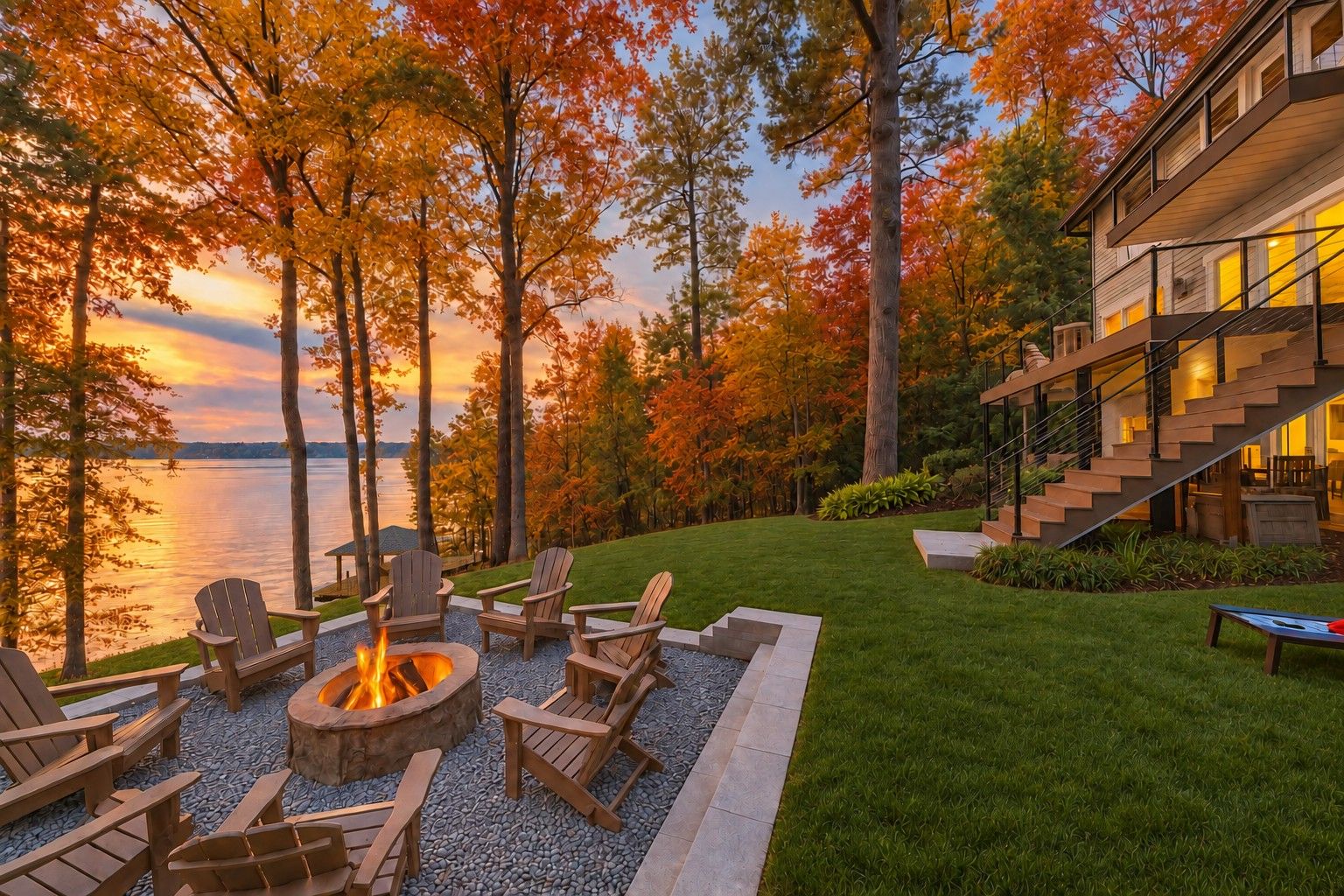 Sunset View Firepit with seating for 8+