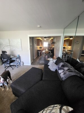 Smart-tv, bøger, stereoanlæg