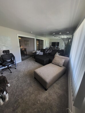 Una Smart TV, libros, un reproductor estéreo