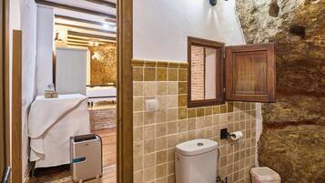 Regadera, secadora de cabello, toallas