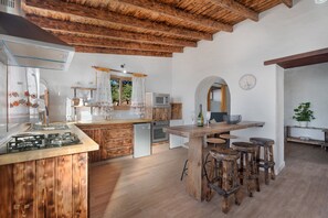 Fridge, microwave, oven, stovetop - Holiday Home 'El Rincón De Yeico' with Mountain View, Private Terrace and Wi-Fi (Isora)