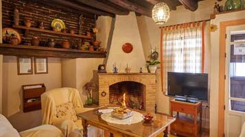 Televisio, takka, DVD-soitin