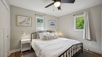 2 bedrooms, desk, iron/ironing board, travel crib