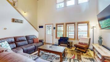 TV, fireplace, foosball