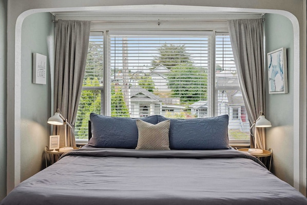 1 bedroom, desk, iron/ironing board, travel cot