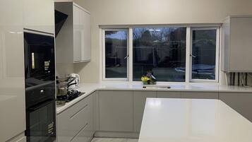 Fridge, microwave, dishwasher, electric kettle