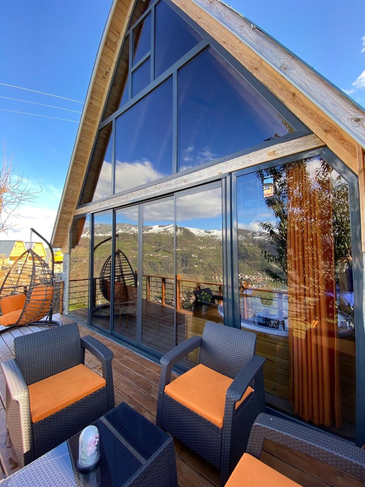 Bungalow – basic, terrasse, fjellutsikt | Terrasse/patio