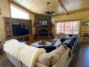 Smart TV, caminetto, lettore DVD, videoteca