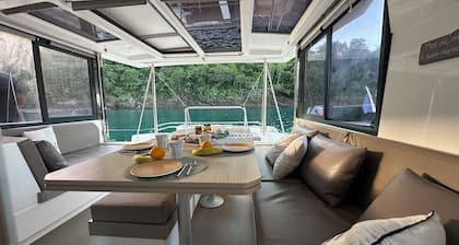Unusual night in catamaran with dinner