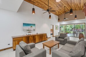 TV, offices - Spacious 3-Bedroom Coastal Home with Shared Pool, Outdoor Living & Steps to Playa Potrero (Potrero)