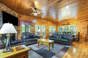 Smart TV, fireplace - Family Fun Cabin | Hot Tub, Fire Pit & Game Room (Sevierville)