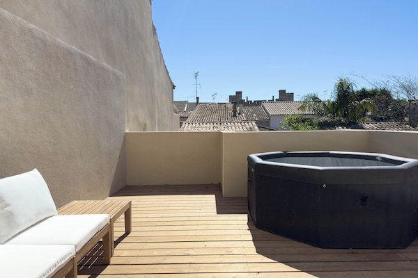 Le Duplex Rouge, avec terrasse et spa | Terrasse/Patio