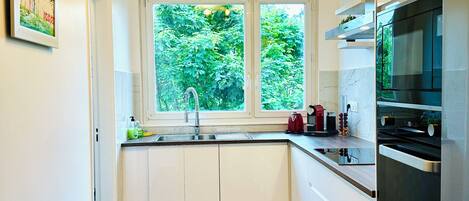 Kühlschrank, Mikrowelle, Ofen, Herdplatte