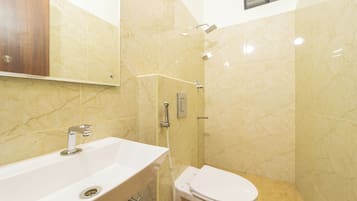 Dusche, Handtücher, Seife, Shampoo