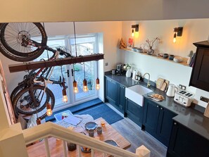 Fridge, microwave, oven, dishwasher - Anley Cottage, Keswick with wood burning stove, sunny garden and private parking. (Keswick)