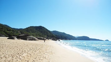 On the beach, white sand