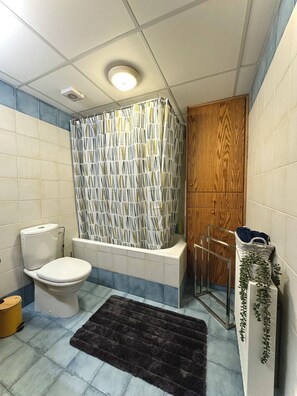 Hårtork, handdukar, tvål och schampo