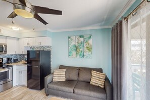 TV - Charming condo with balcony and full kitchen - walk to beach (Galveston)