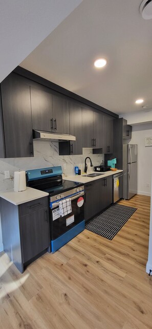Private kitchen - Pebbles' Cozy 2Bed Basement Suite near River Valley/Downtown Edmonton  (Edmonton)