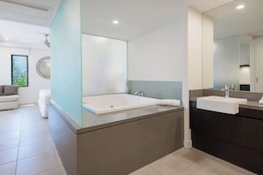 Shower, hair dryer, shampoo