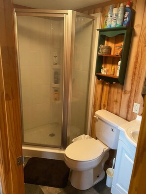 Dusche, Handtücher, Seife, Toilettenpapier