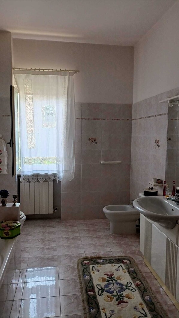 Douche, séchoir à cheveux, bidet, serviettes fournies