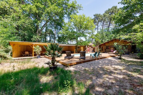 Chalet 'Cap Ferret Villa Grand Bois' mit privatem Pool, Terrasse und Garten