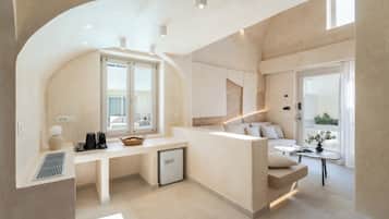 Maisonette with Heated Jacuzzi | Living area | 42-inch Smart TV with satellite channels, Netflix, smart speakers
