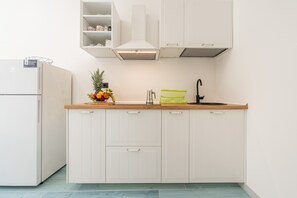 Fridge, oven, stovetop, coffee/tea maker