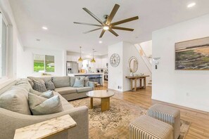 Smart TV, fireplace, video games, foosball