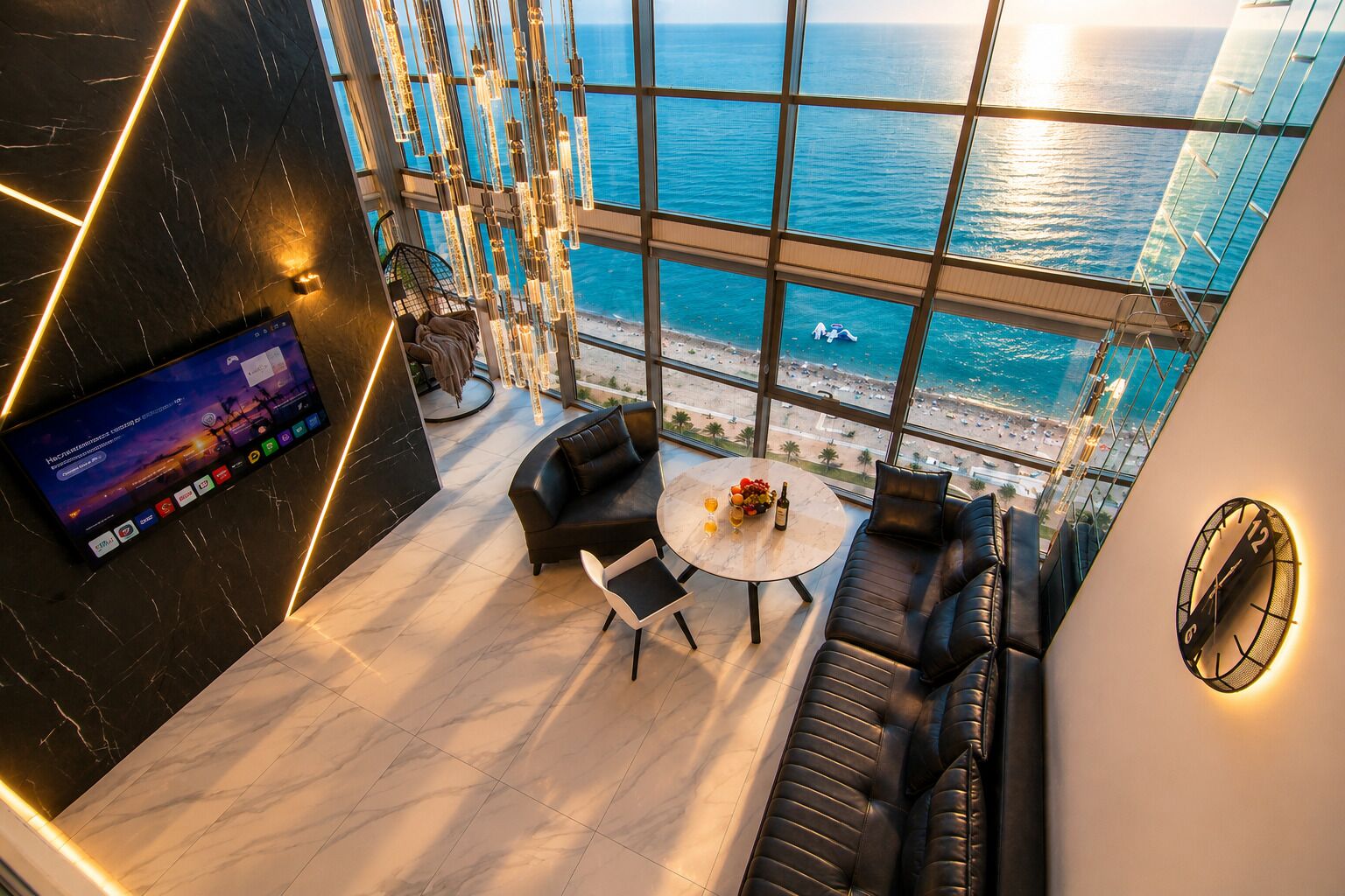 Panorama Mountain and Sea view | Living area | 45-inch Smart TV with digital channels, heated floors