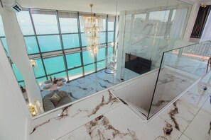 Panorama Wide Sea View | Living area | 45-inch Smart TV with digital channels, heated floors