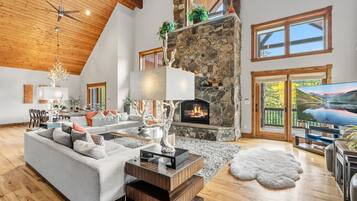 TV, fireplace, video games, offices