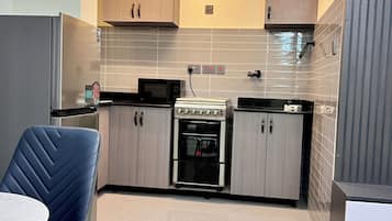 Luxury Apartment, Balcony, City View | Private kitchen | Fridge, microwave, oven, cookware/dishes/utensils