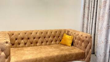 Luxury Apartment, Private Bathroom, City View | Living area