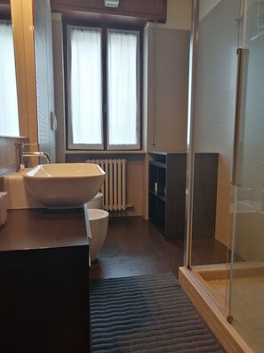 Dusche, Haartrockner, Bidet, Handtücher